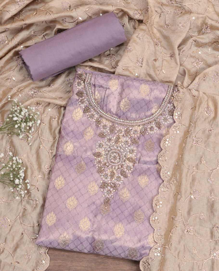 Lavender Tissue Material Chudidar Set
