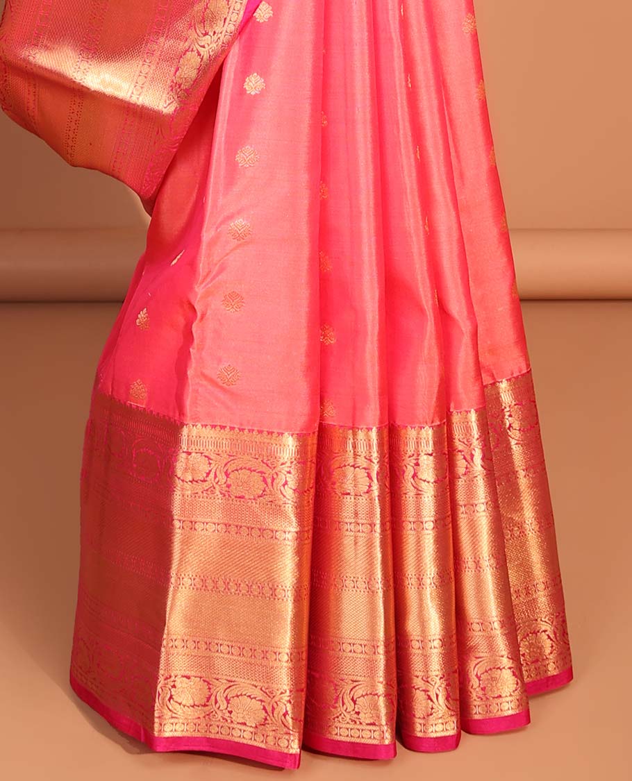 paech floral buttas vasundhara elite silk saree with contrast floral zari design border & pallu of argyle pattern