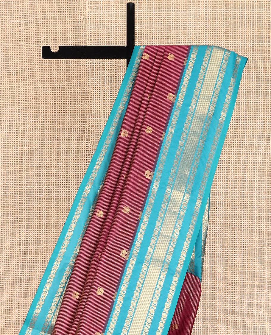 Red Vasundhara Lite Silk Mix Saree, Woven with Yaali Buttas and Stripes on Its Body, Complemented by a Contrast Border of Kodi Visiry and Mayil Kann Designs, Grand Pallu, and Paired with a Contrast Blouse