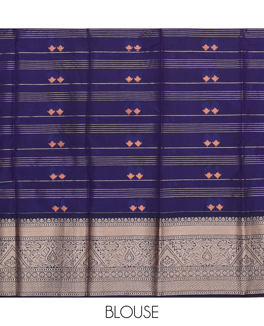 Pink art silk pavadai set, zari design with contrast traditional zari bordered skirt and a contrast zari design blouse