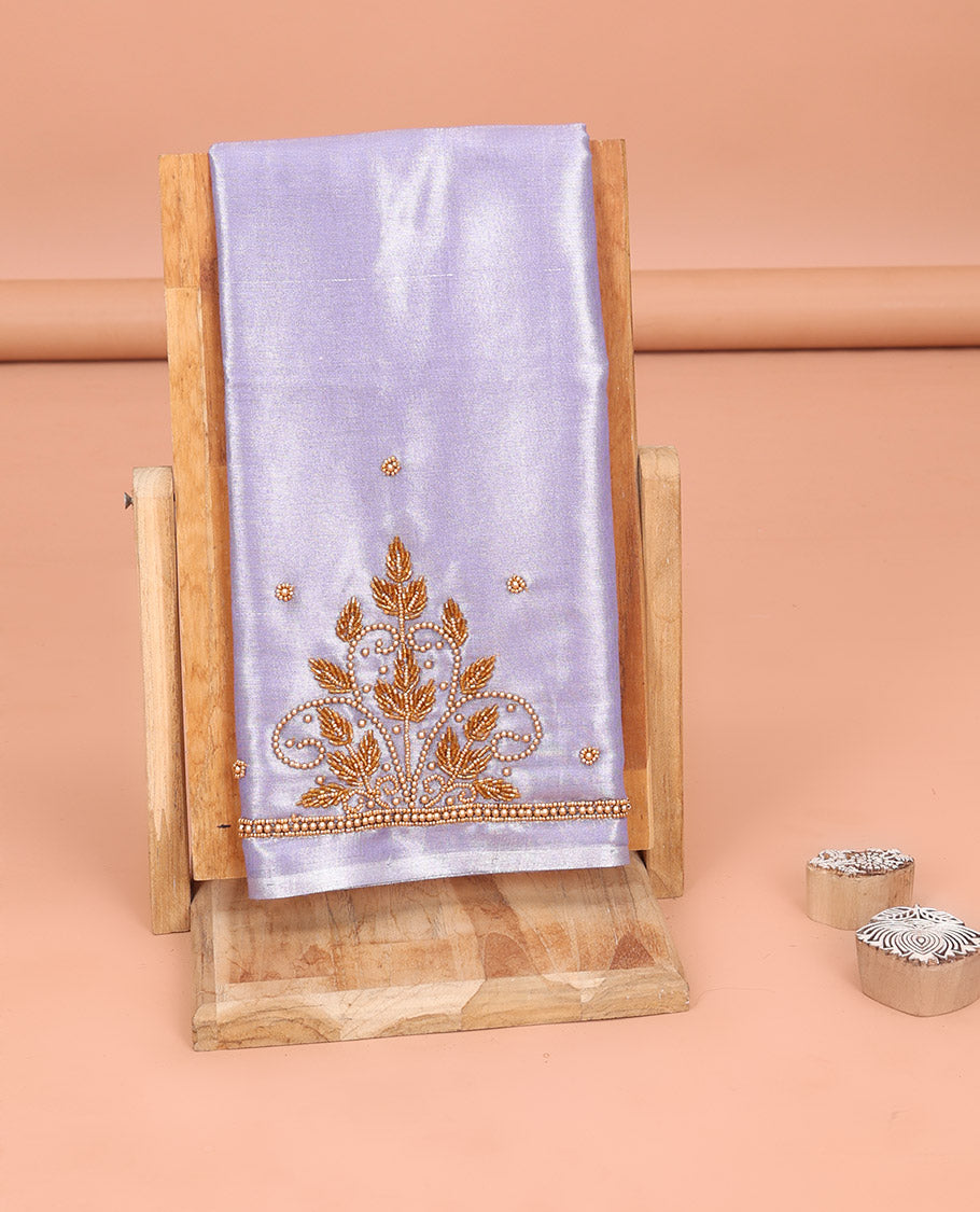 Shimmer Lavender Aari Material Blouse Subtly Sparkled with Unique Designs in Sugar Bead Embroidery