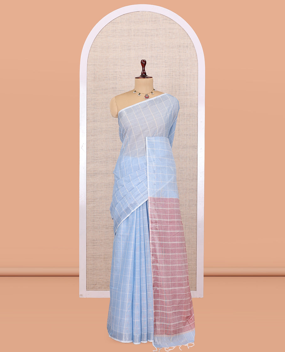 Pale Blue Jute Cotton Saree
