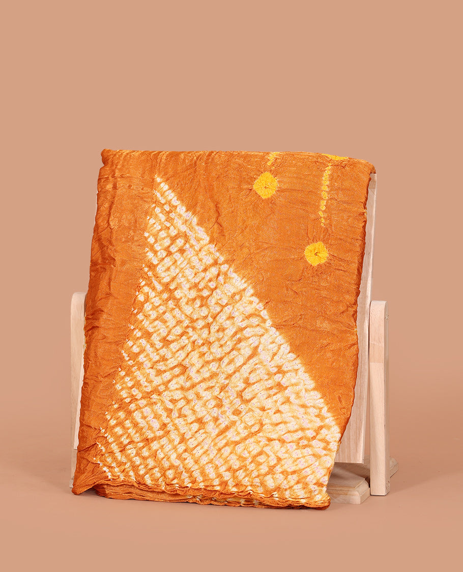 Borderless Orange Bandhani Dola Silk Saree