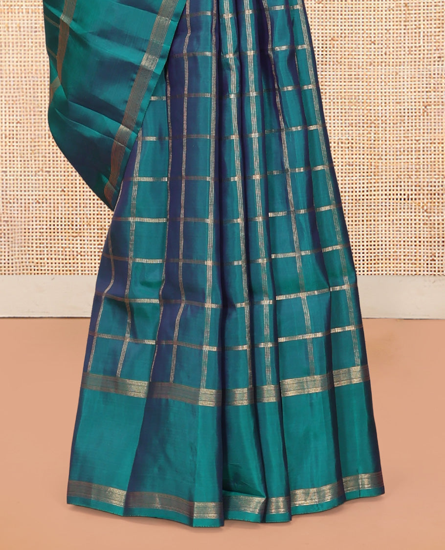 Peacock Blue Vasundhara Lite Silk Mix Saree