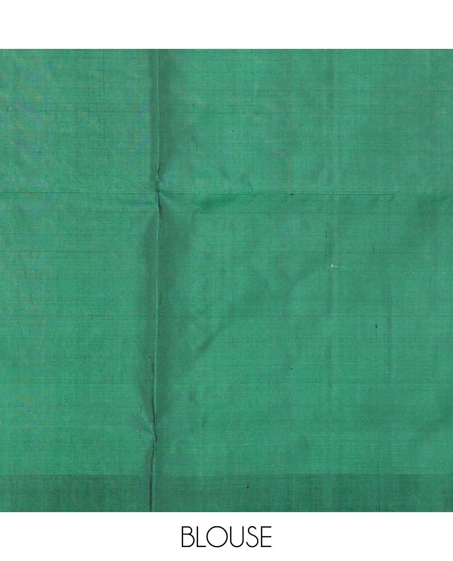 Yellow zari buttas soft silk saree, contrast border, and pallu of chevron stripes