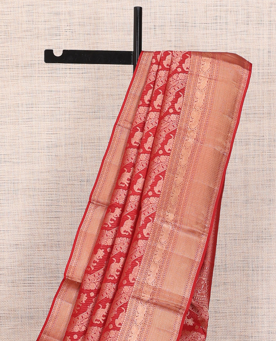 Red Jacquard Zari Border Kanchipuram Wedding Silk Saree