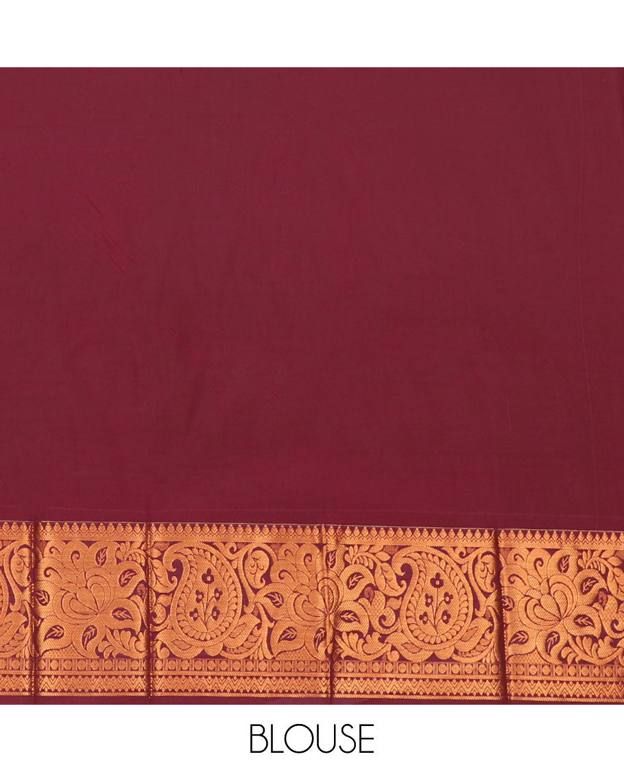 Blue floral jacquard design art silk saree, contrast floral & paisley zari border & pallu of floral designs