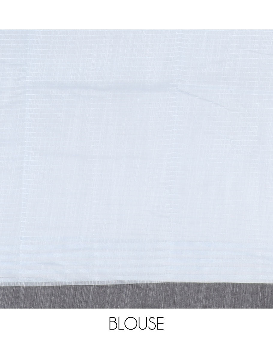Grey geometric printed casual wear saree, self-border & pallu of geometric patterns