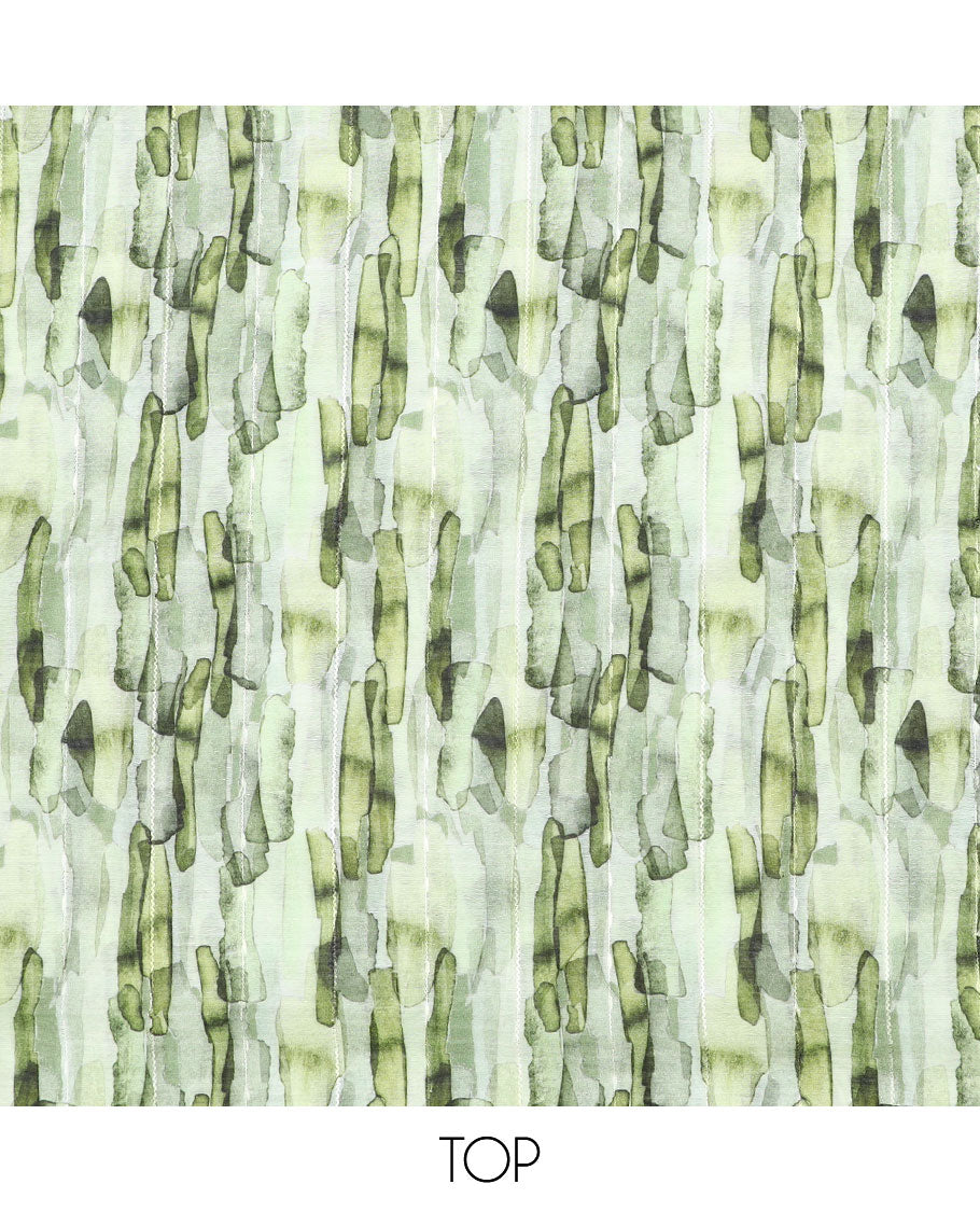 Green material chudidhar set, abstract printed linen top, solid santoon bottom & abstract printed linen dupatta