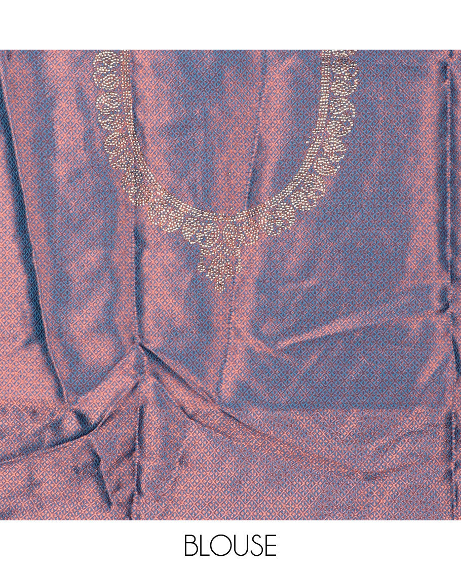 Maroon zari butta art-silk half saree, contrast zari design border, jacquard blouse & intricate dupatta with stone work