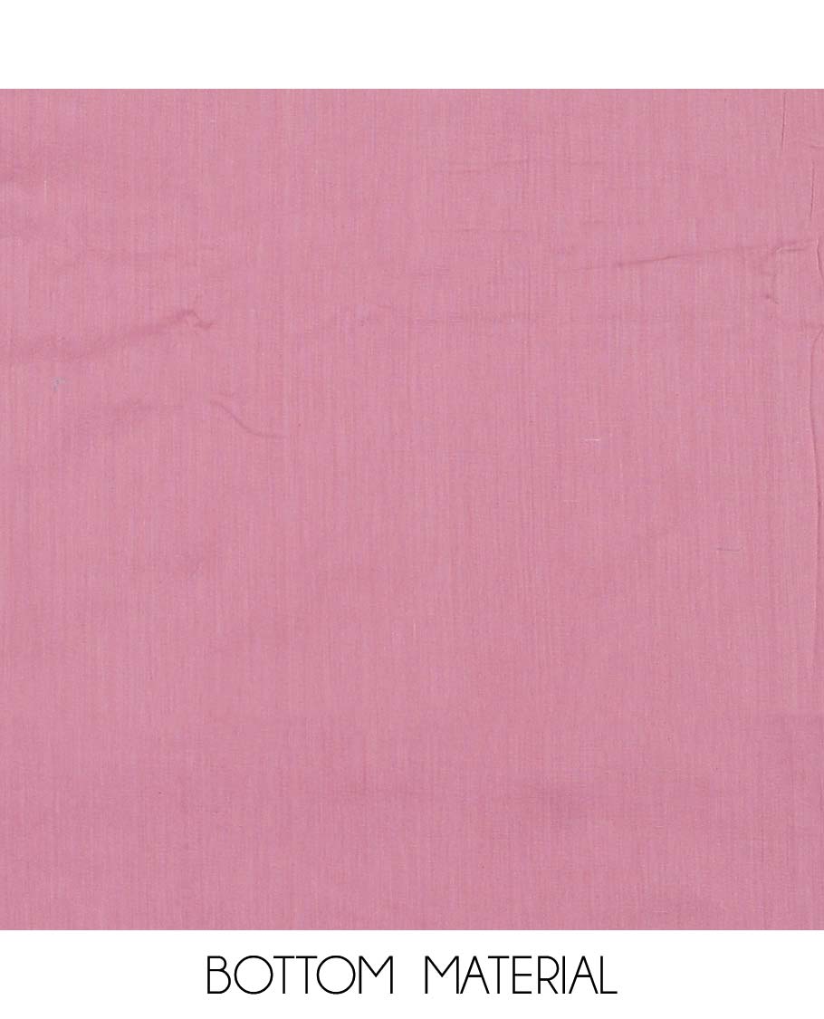 Pink material chudidhar set, floral print & embroidered rayon top, plain bottom & embroidered dupatta