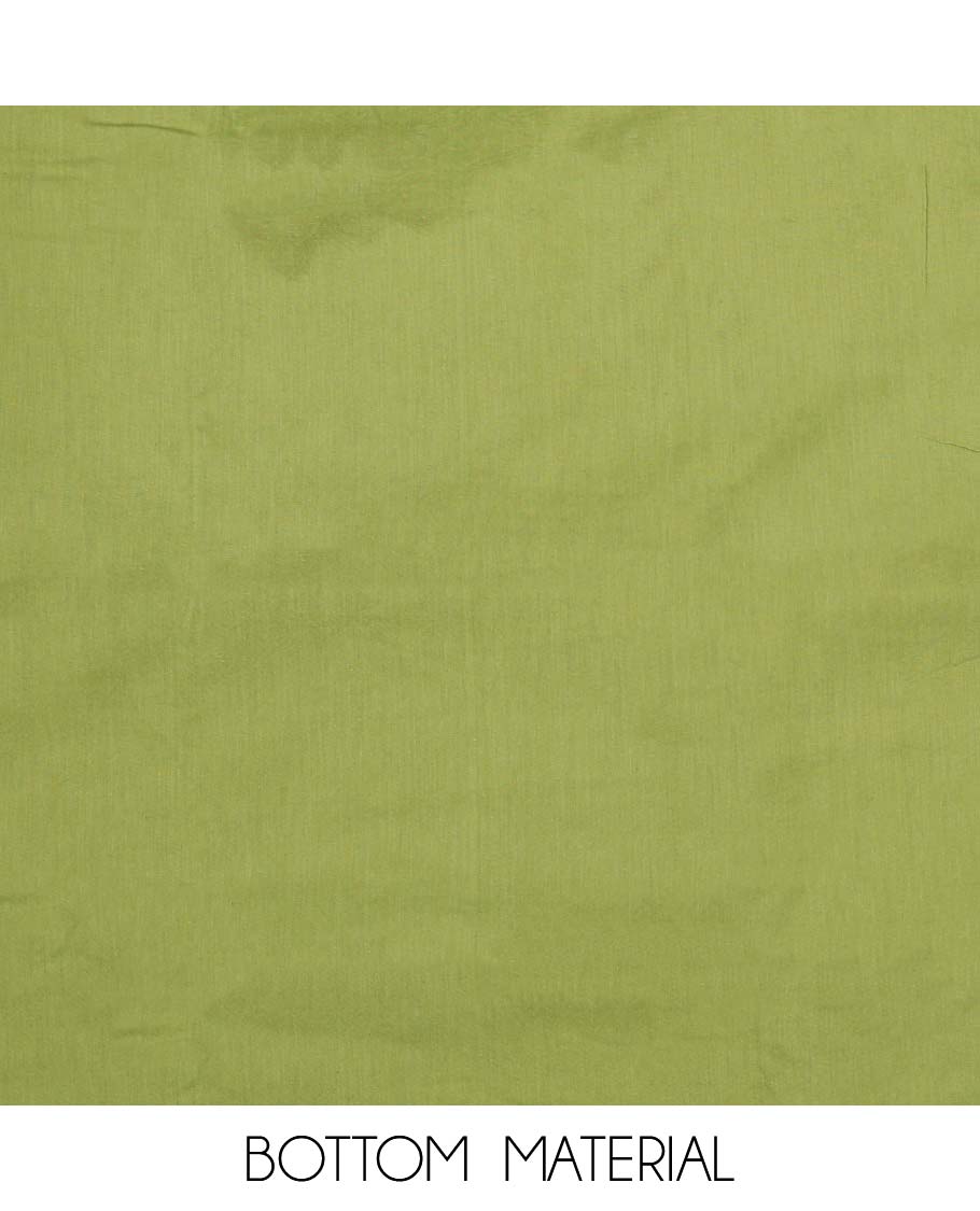 Green material chudidhar set, floral print & embroidered rayon top, plain bottom & embroidered dupatta