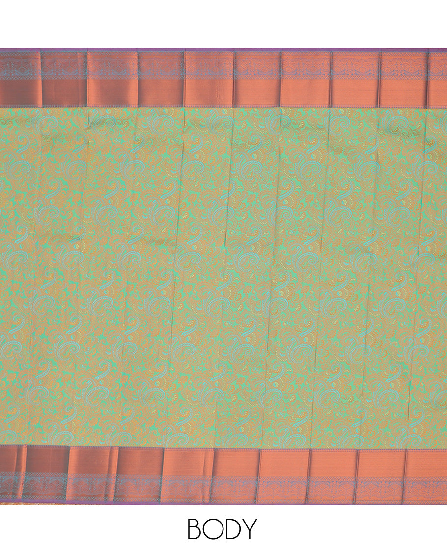 Green jacquard budget cotton saree, contrast traditional zari design border & pallu of intricate designs