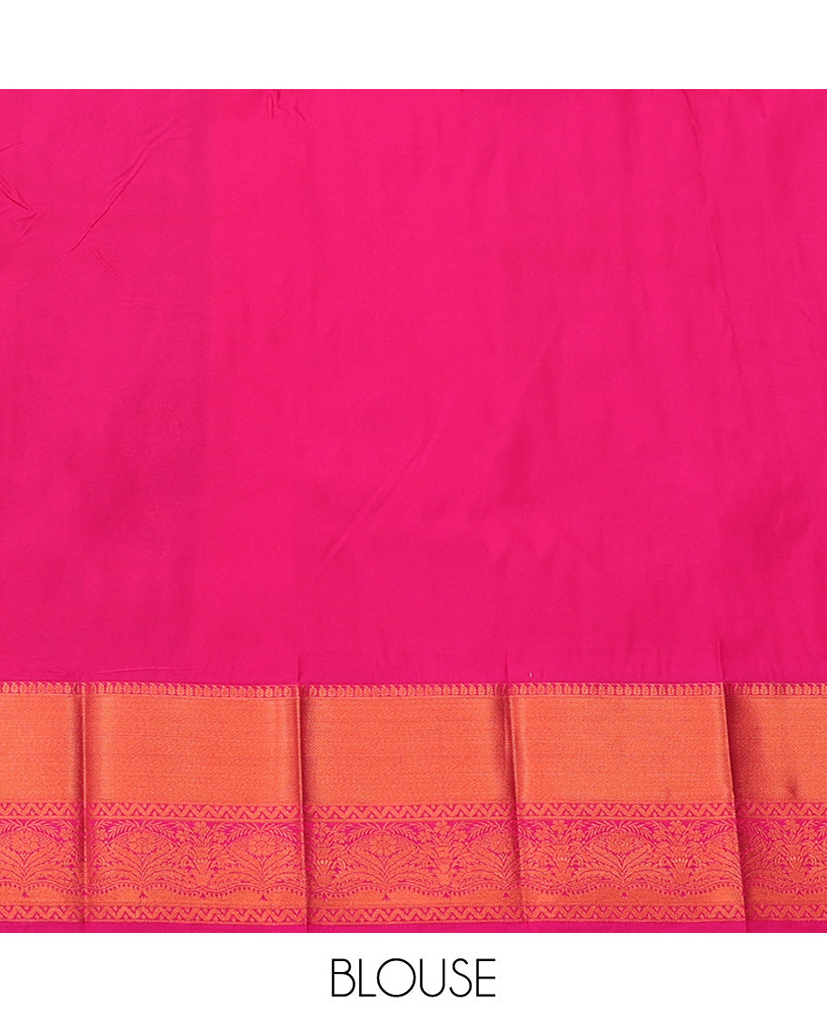 Green jacquard budget cotton saree, contrast traditional zari design border & pallu of intricate designs