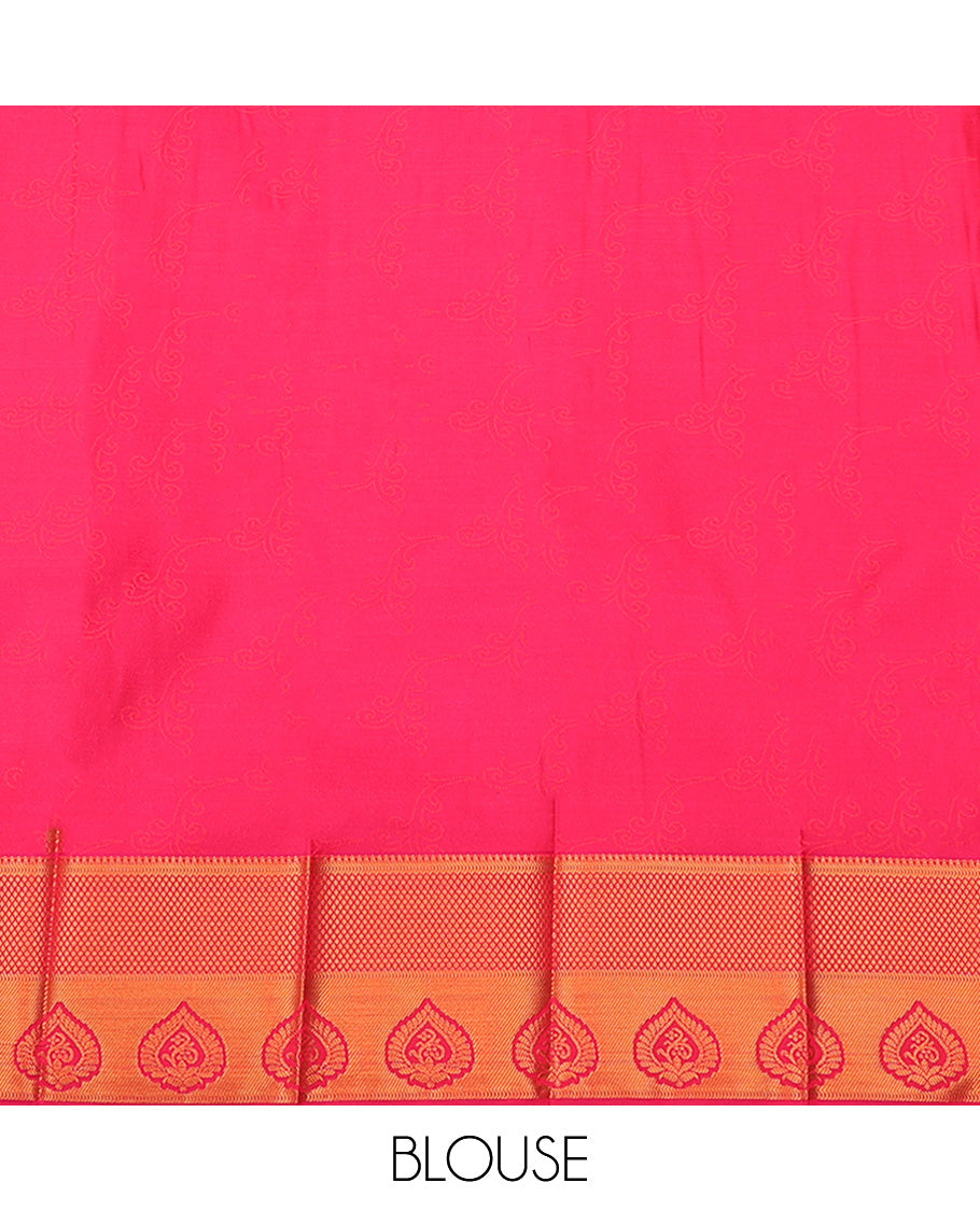 Orange jacquard budget cotton saree, contrast traditional zari design border & pallu of intricate designs