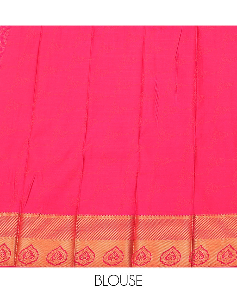 Green jacquard budget cotton saree, contrast traditional zari design border & pallu of paisleys