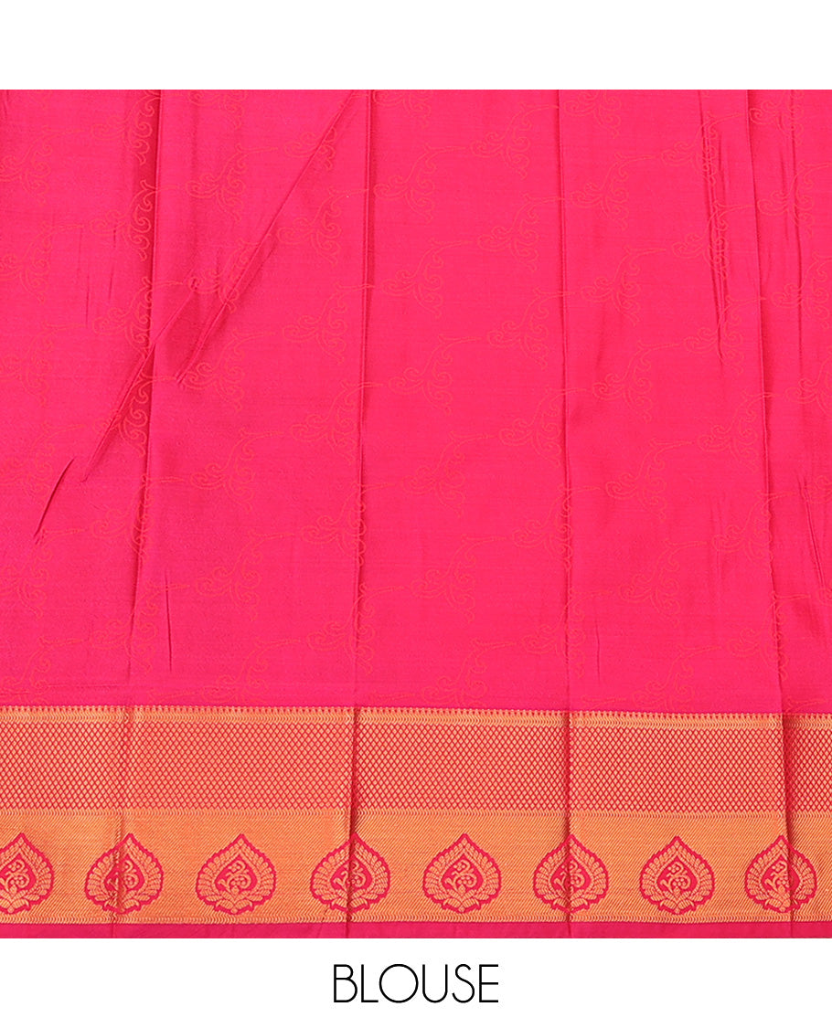 Blue jacquard budget cotton saree, contrast traditional zari design border & pallu of paisley designs