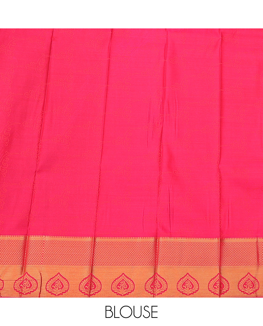 Blue jacquard budget cotton saree, contrast traditional zari design border & pallu of paisley designs