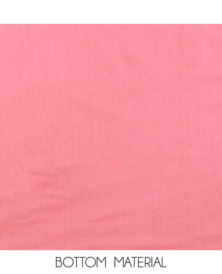 Pink material chudidhar set, floral print & embroidered top, plain bottom & floral embroidered dupatta