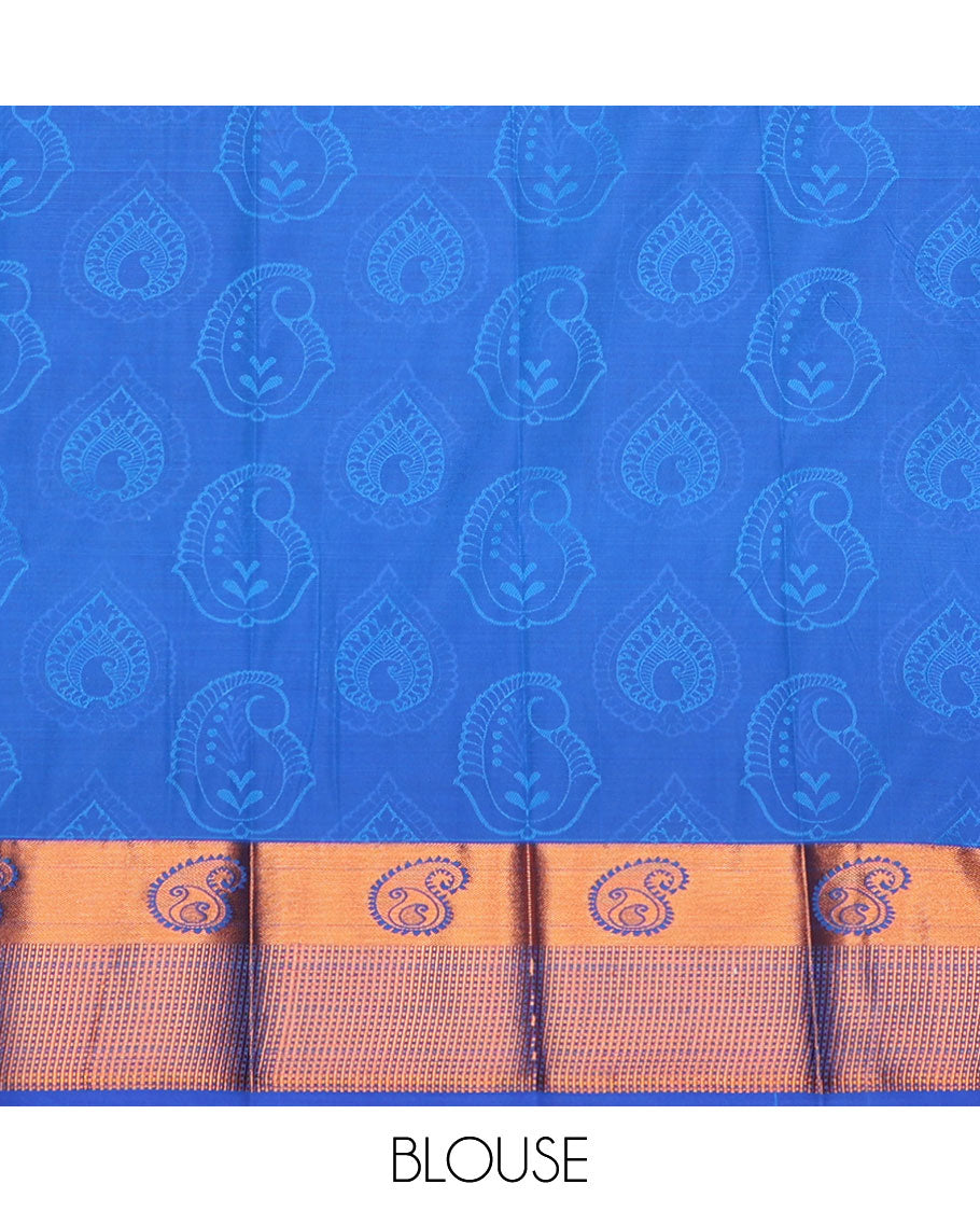Red jacquard art silk saree, contrast traditional zari border & pallu of floral vine design