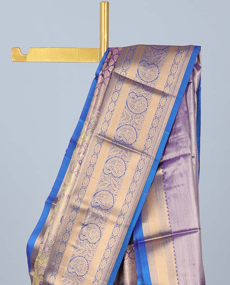 Yellow jacquard budget silk saree, contrast traditional design zari border & pallu of intricate designs