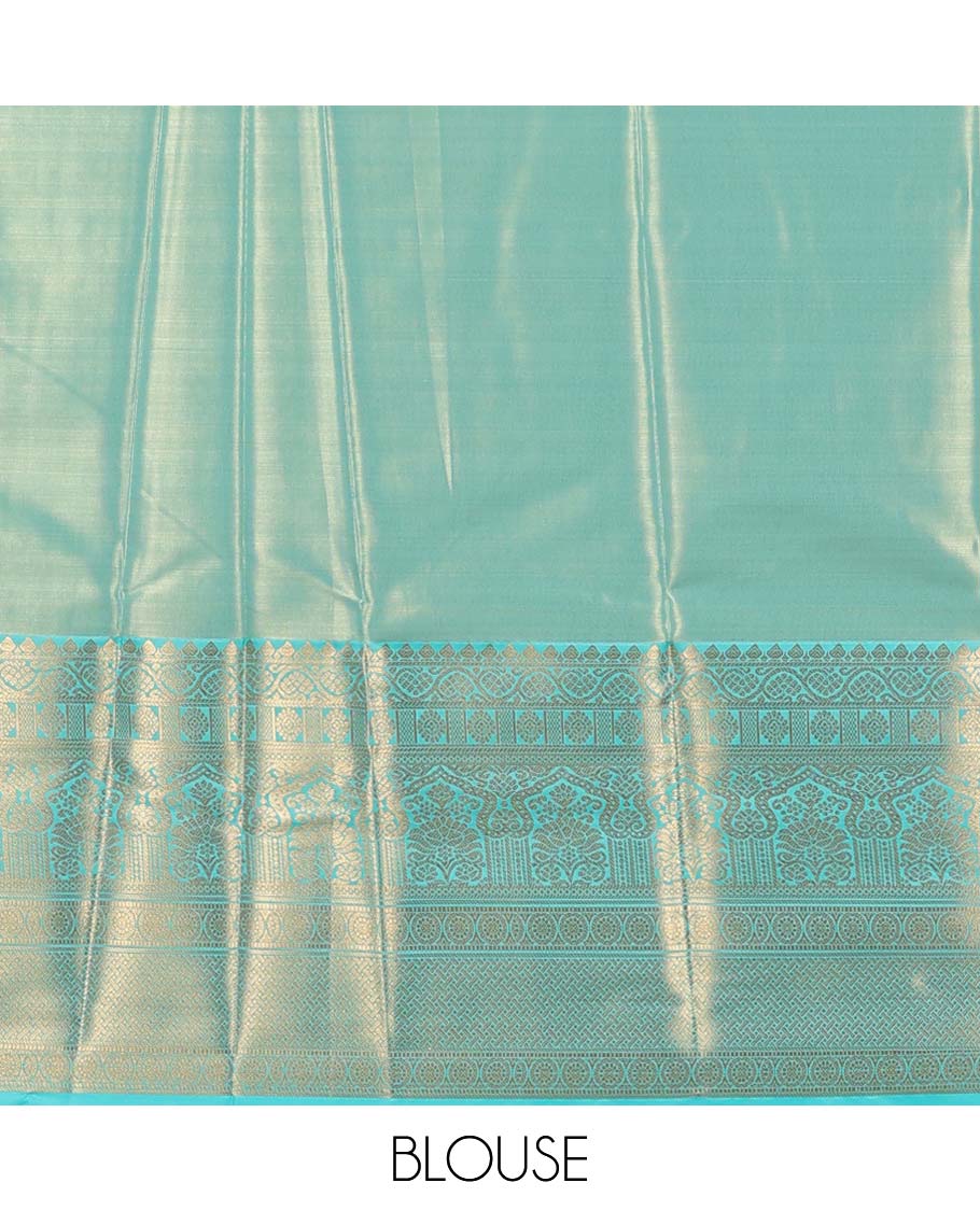 Grey floral jacquard budget silk saree, contrast traditional design zari border & pallu of intricate designs