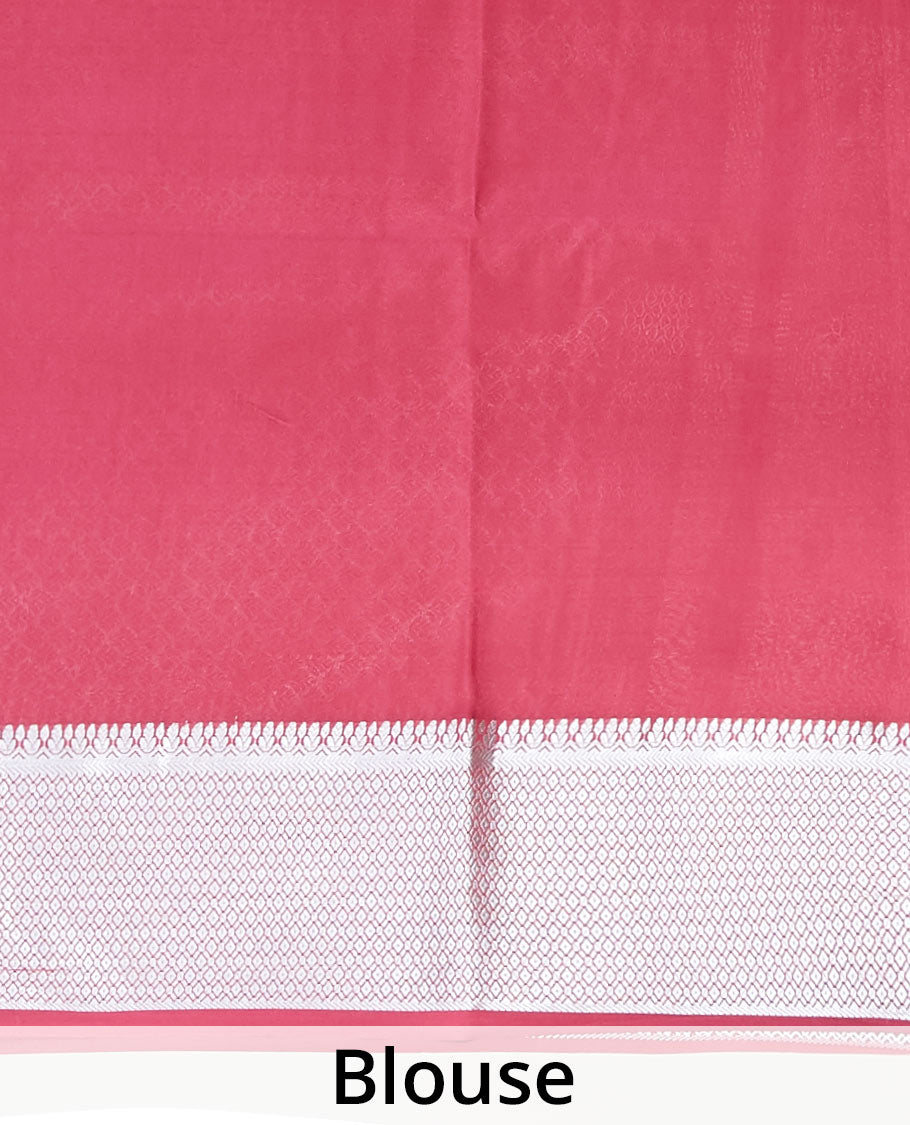 Maroon embossed mysore silk saree with zari buttas, traditional zari design border & pallu of jaal designs