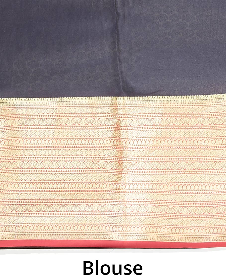 Red mysore silk saree with zari buttas, contrast big traditional zari design border & pallu of jaal designs