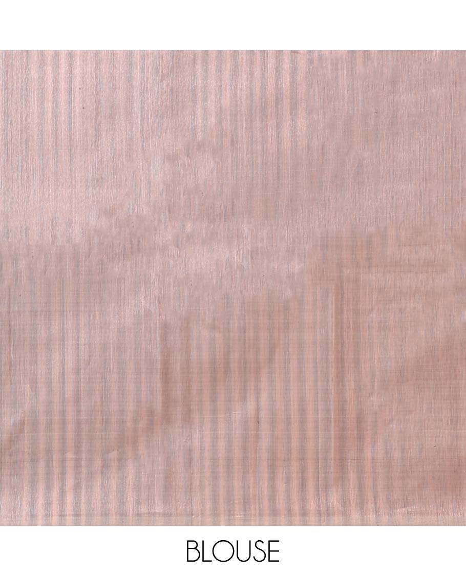 Borderless pastel pink sparely striped woven Kanchipuram designer silk saree