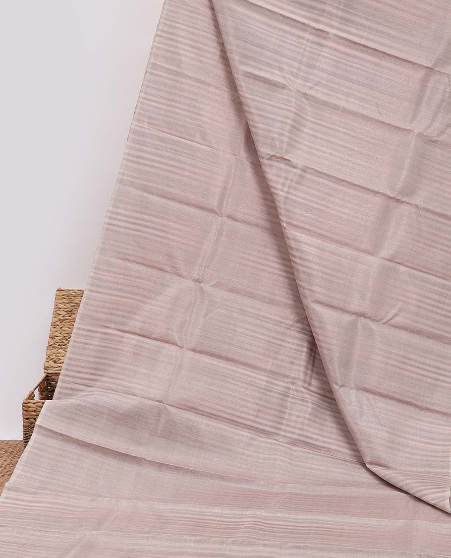 Borderless pastel pink sparely striped woven Kanchipuram designer silk saree