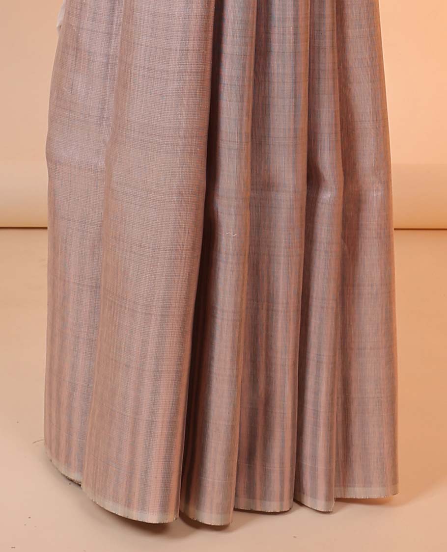 Borderless pastel pink sparely striped woven Kanchipuram designer silk saree