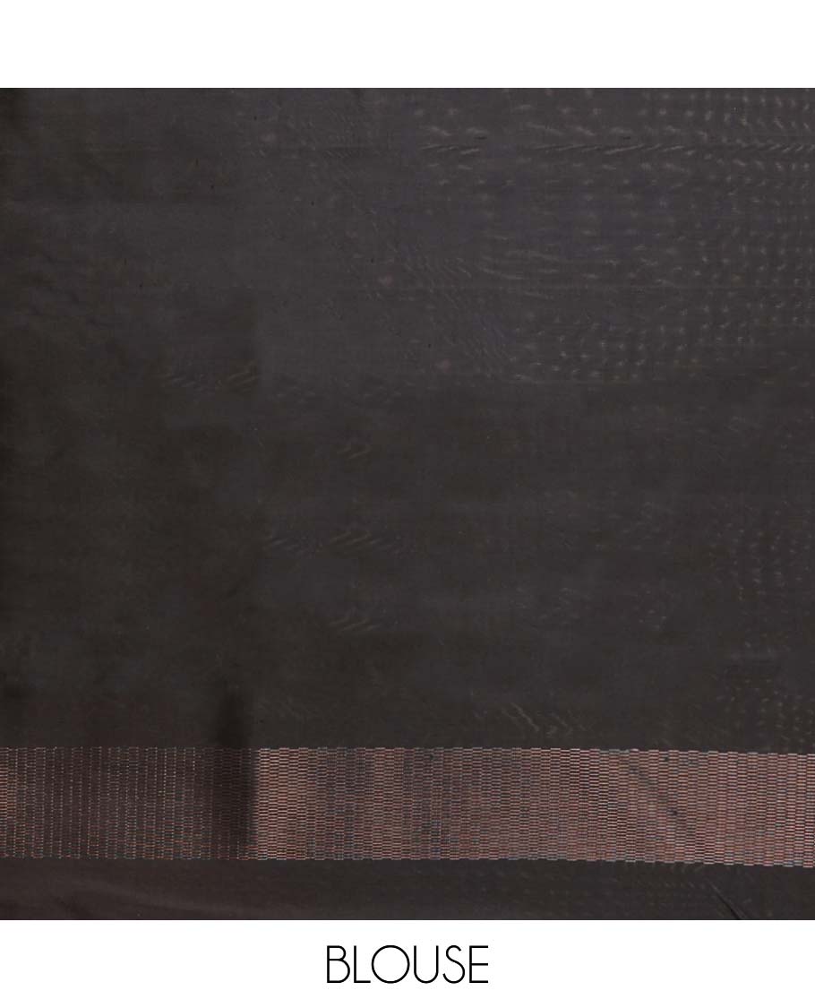 Borderless Black Kanchipuram silk saree with mayil chakram & muthu designs, self-pallu of rekku,neli kathir,mayil & jaal