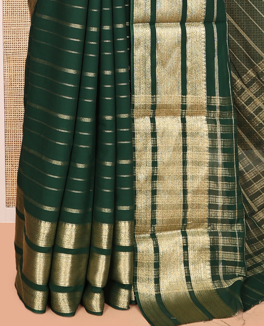 Bottle Green Semi Mysore Silk Saree