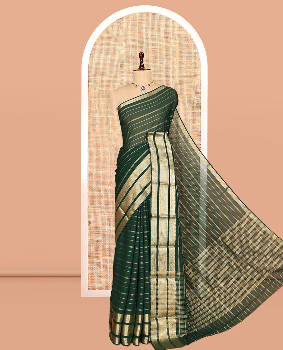 Bottle Green Semi Mysore Silk Saree