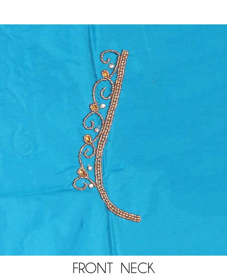 Sky blue floral aari embroidered material blouse