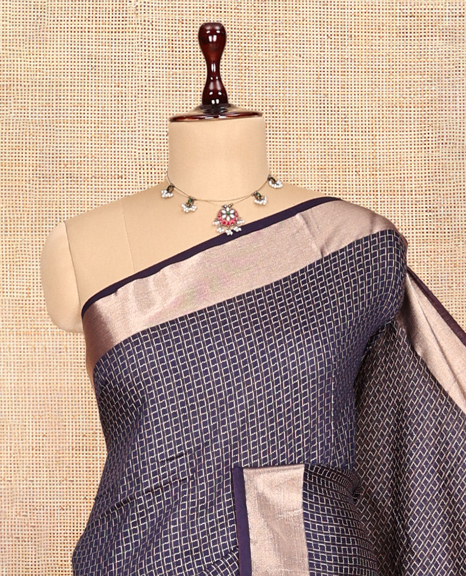 Navy Blue Assam Silk Saree