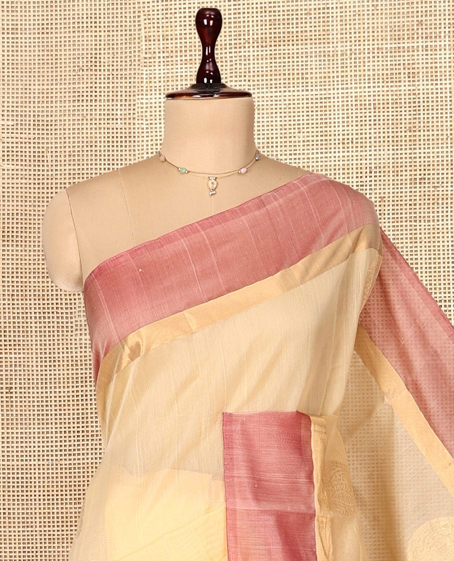 Sandal Zari Butta Silk Cotton Saree