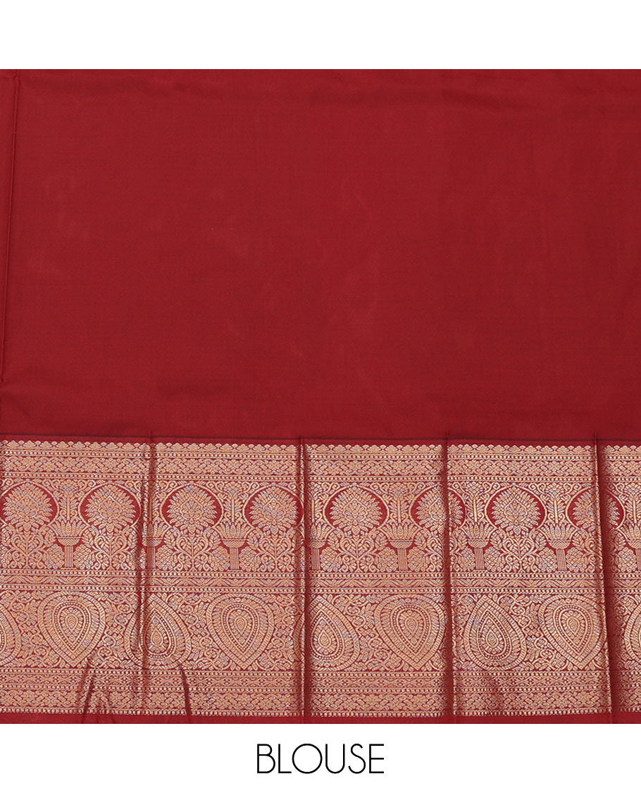 Blue Budget Silk Saree, Adorned with Zari Buttas All Over Its Body, Complemented by a Contrast Traditional Design Border, Grand Pallu, and Paired with a Contrast Blouse