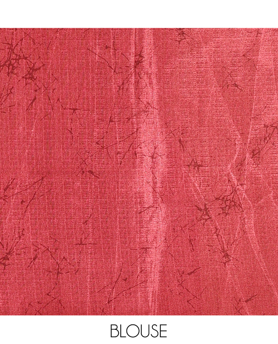 Dusky Pink Batik-Style Floral Printed Art Khadi Cotton Saree, a Contrast Border, and a Matching Blouse