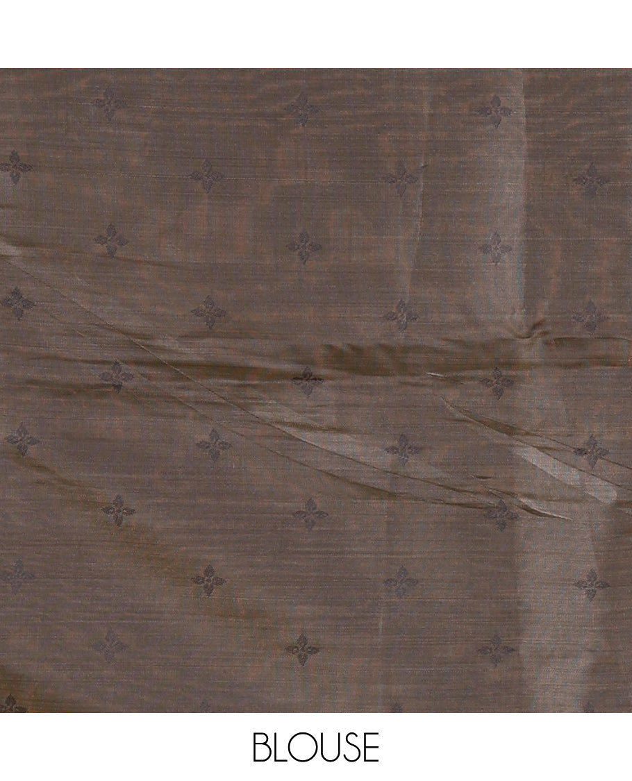 Onion Pink Chanderi Cotton Saree, Woven with Peacock Thread Buttas, a Thread Diamond-Patterned Border, a Peacock Pallu, a Contrast Blouse
