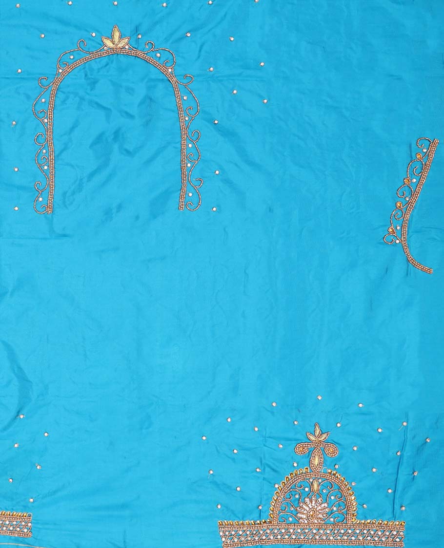 Sky blue floral aari embroidered material blouse