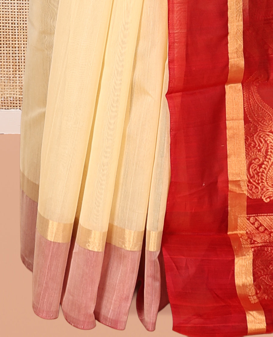 Sandal Zari Butta Silk Cotton Saree