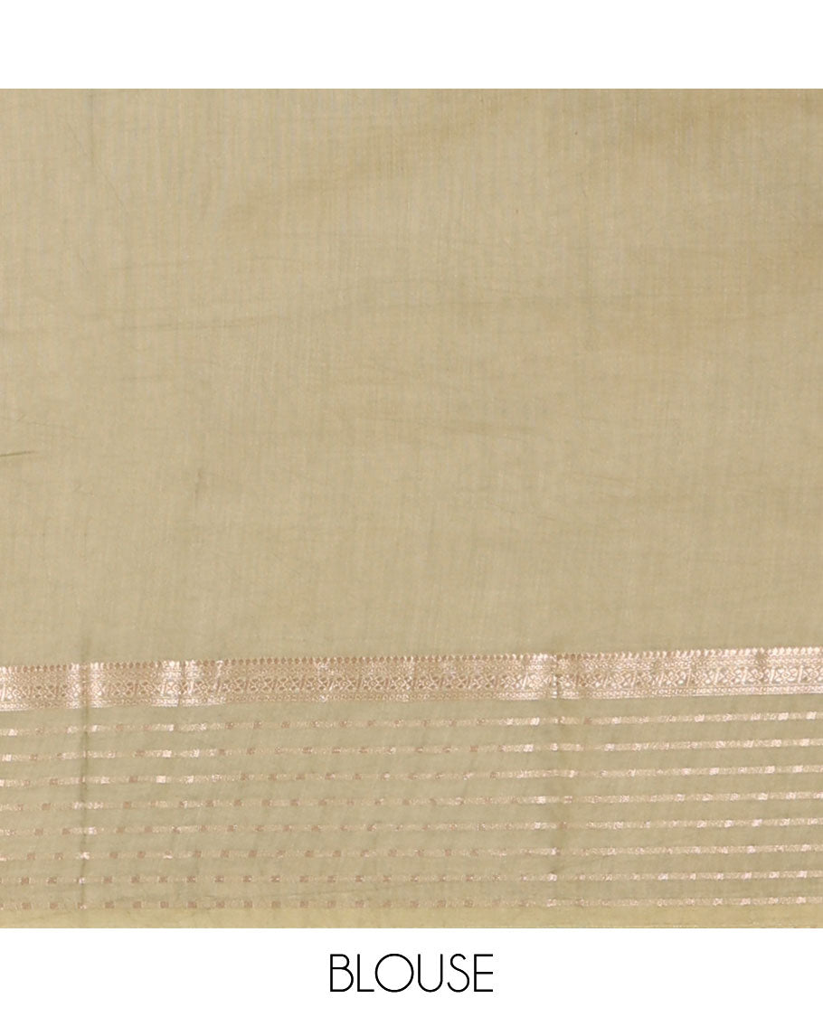 Magenta Plain Assam Silk Saree, Complemented by Contrast Traditional Zari Design Border, Pallu Pictures Zari Stripes, and Paired with a Contrast Blouse