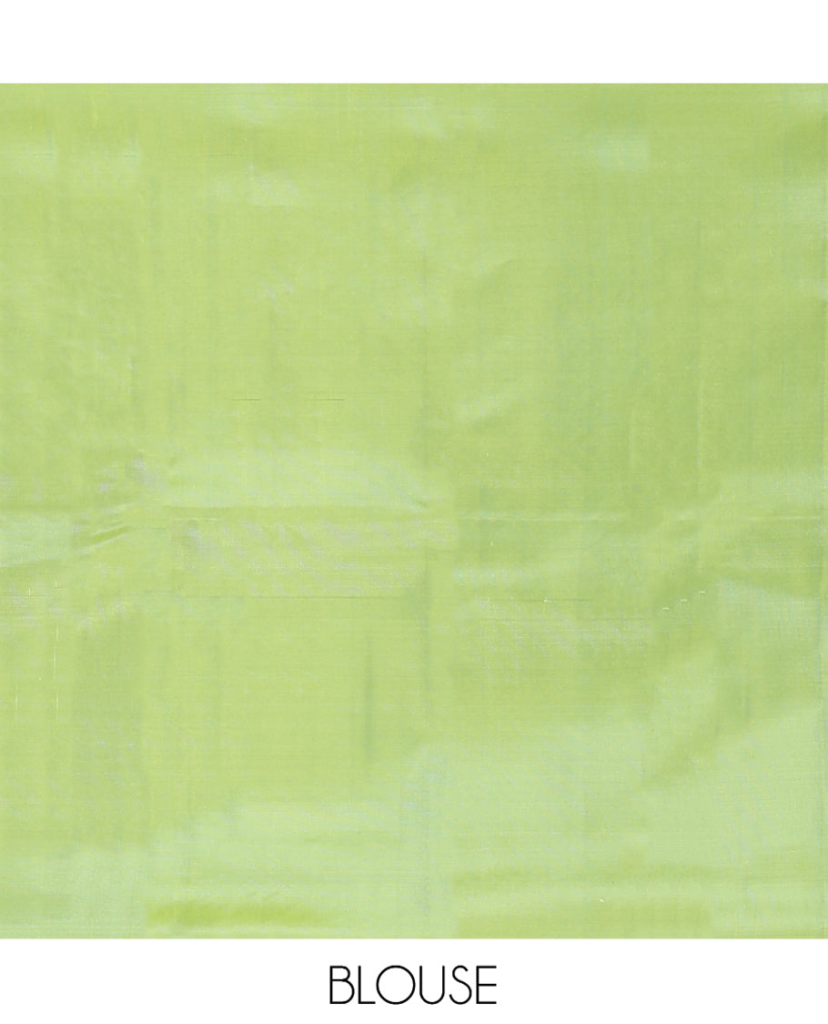 Borderless Green Mayuri Lite Silk Mix Saree