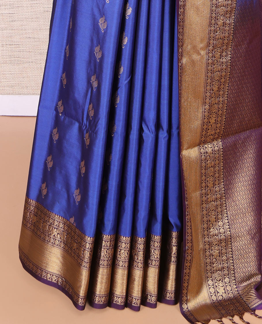 Blue Zari Buttas Budget Silk Saree