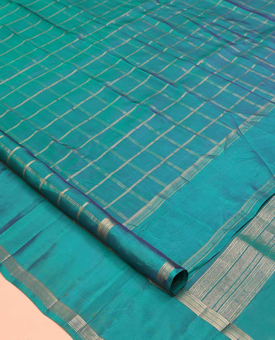 Peacock Blue Vasundhara Lite Silk Mix Saree