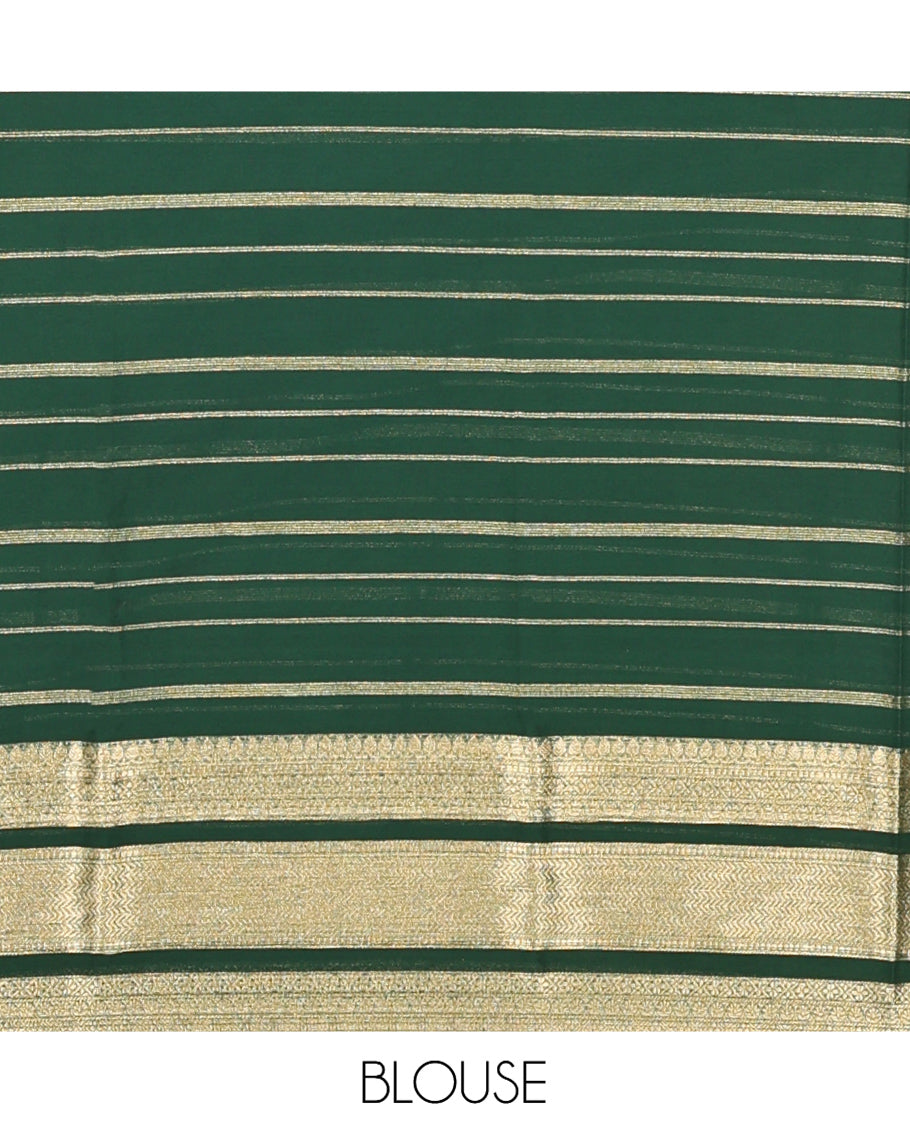 Bottle Green Semi Mysore Silk Saree