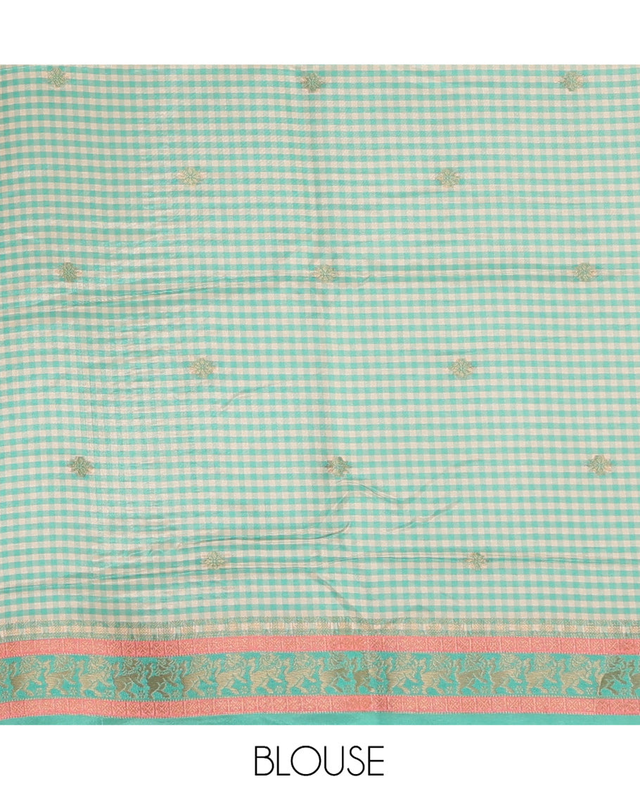 Off-White Raindrop Butta Semi-Mysore Silk Saree
