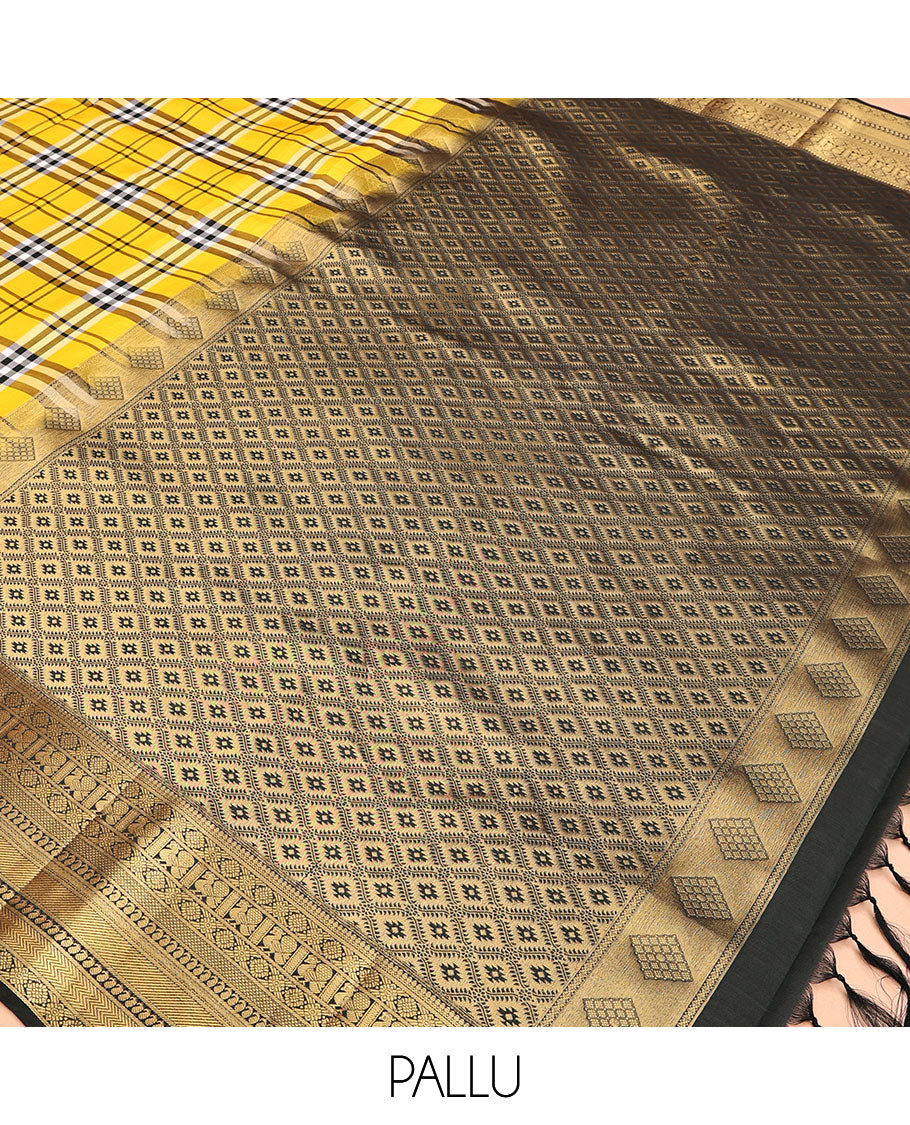 Yellow-Green Vasundhara Lite Silk Saree