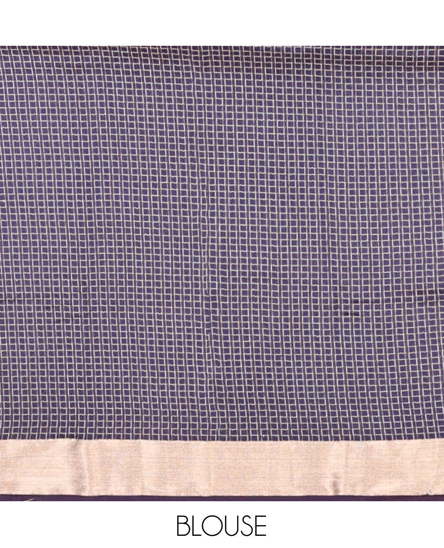 Navy Blue Assam Silk Saree